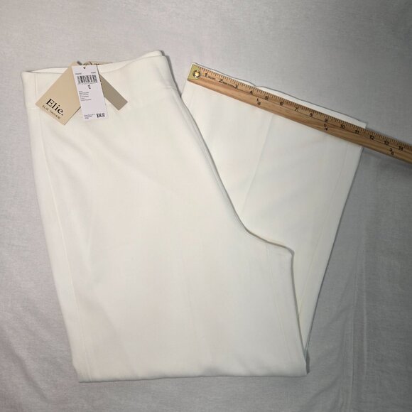 ELIE TAHARI Officecore Mob Wife IVORY Hi-Rise Wide Leg Cropped  Trouser Size 12 - Picture 16 of 16